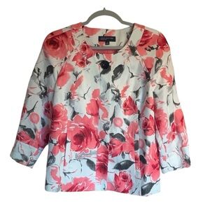 Jones New York Signature floral blazer jacket with buttons women’s size 8